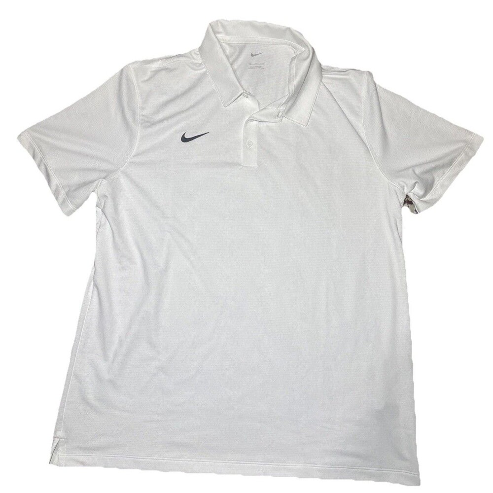 Nike XL Golf White w/ Black Swoosh Polo Golf Collared Shirt Extra large
